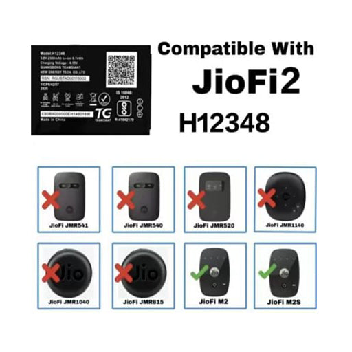 Mobile Battery for Reliance Jio WiFi M2 Wireless Router H12348 (2300mAh)